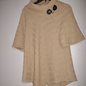 Women's small Dana Buchman cowl neck assymetrical sweater short sleeve pullover